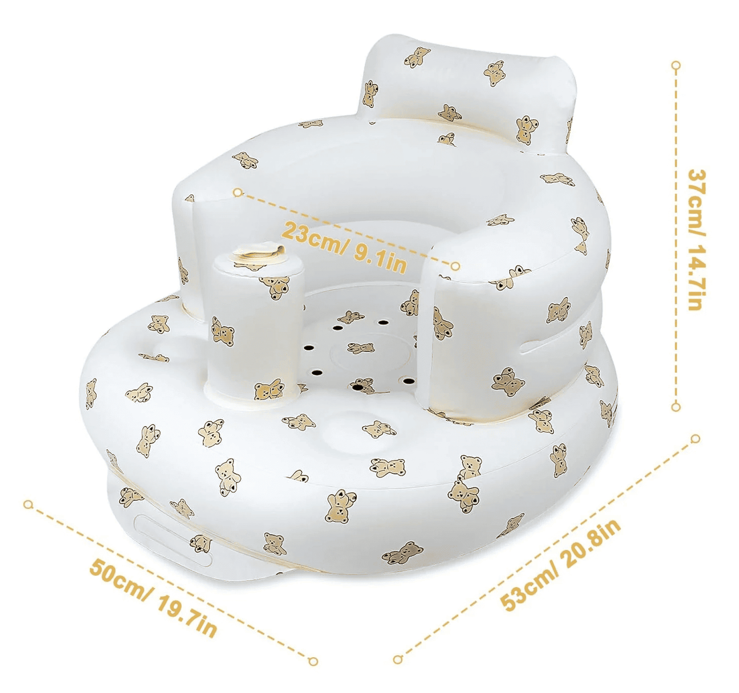 Easy to inflate and deflate baby seat for quick setup and storage
