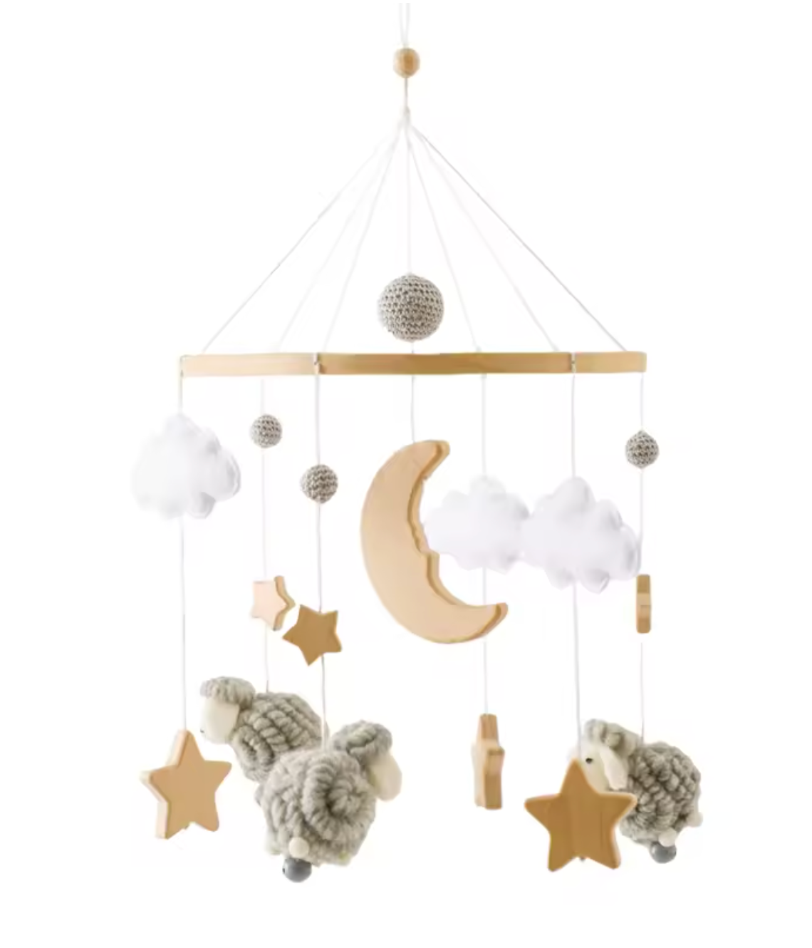Baby Mobile for Crib – Sheep, Moon & Clouds