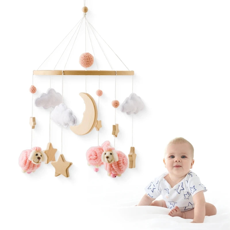 Baby Mobile for Crib – Sheep, Moon & Clouds