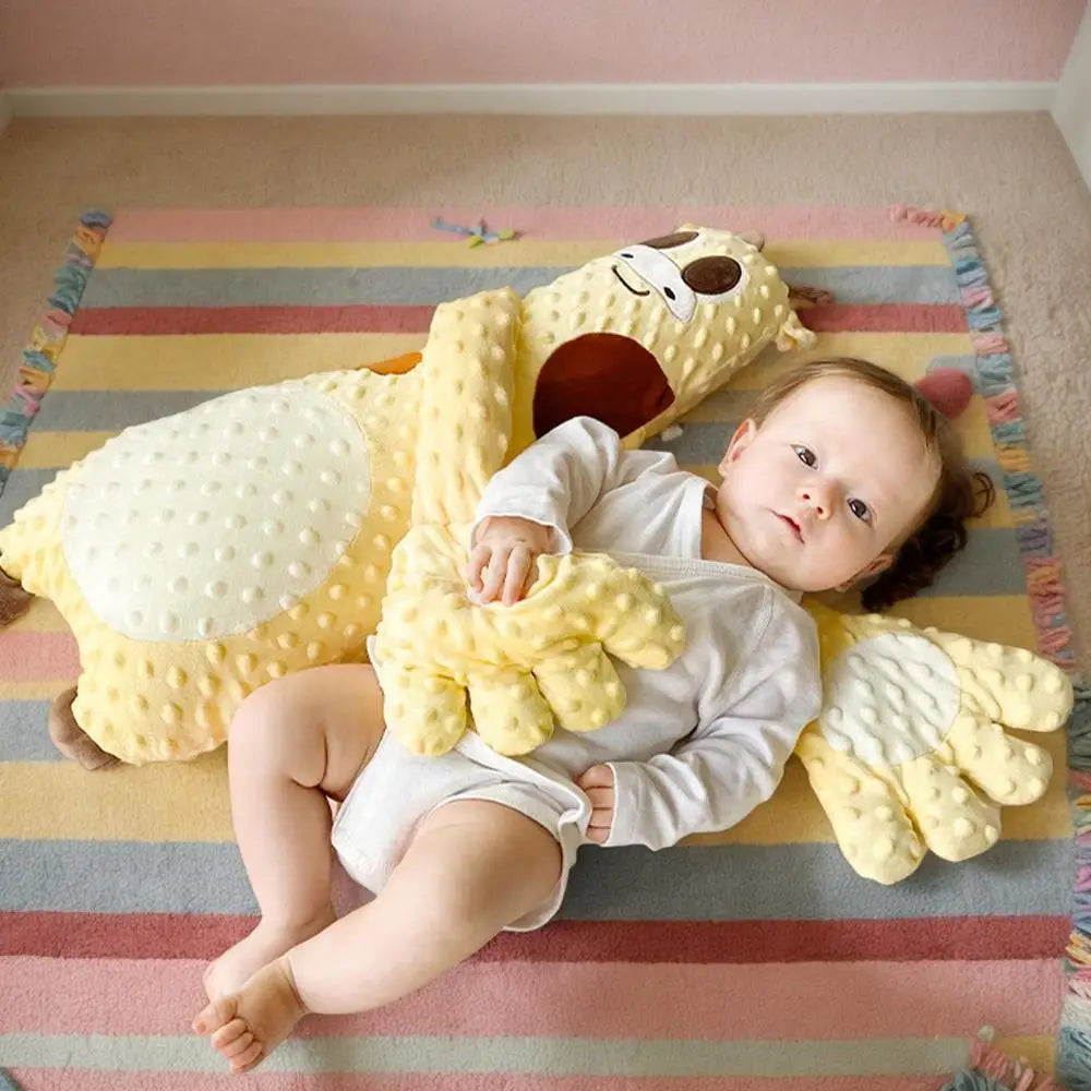 Soft plush baby patting pillow with gentle touch motion