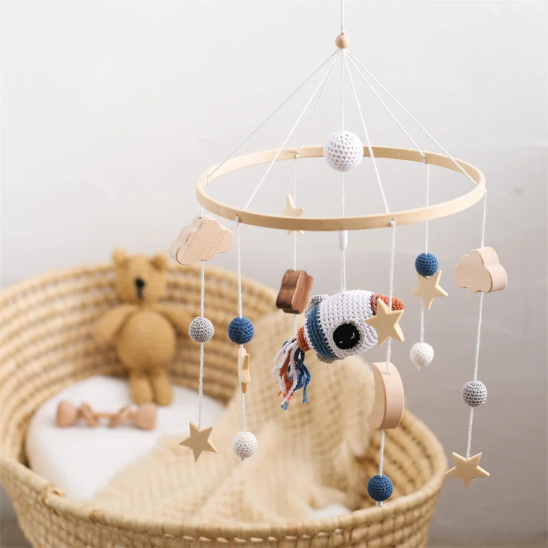 Unisex handmade baby mobile for newborn nursery decor.