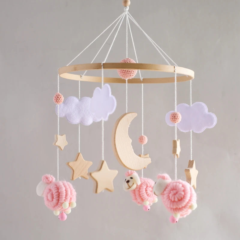 Handmade baby mobile with clouds