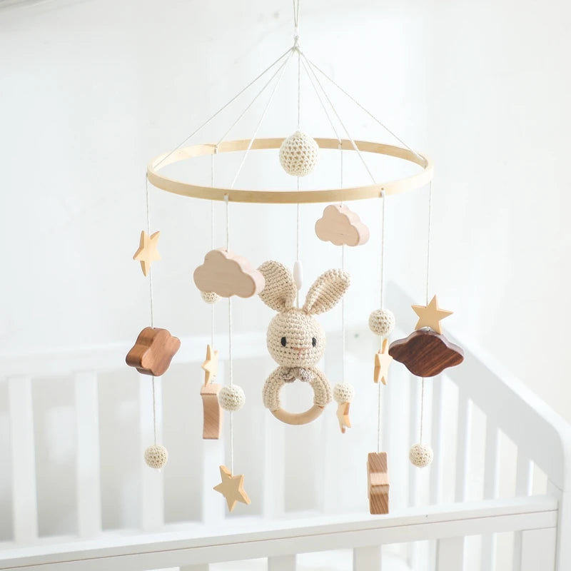 Handmade crochet bunny mobile for baby crib – Bunny in the Sky