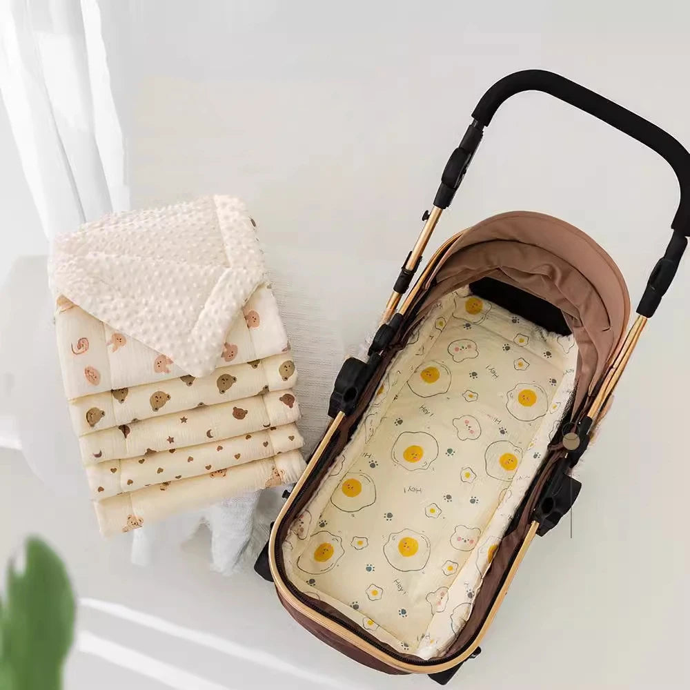 Cotton Baby Stroller Cushion – Soft 3-Layer Seat Pad