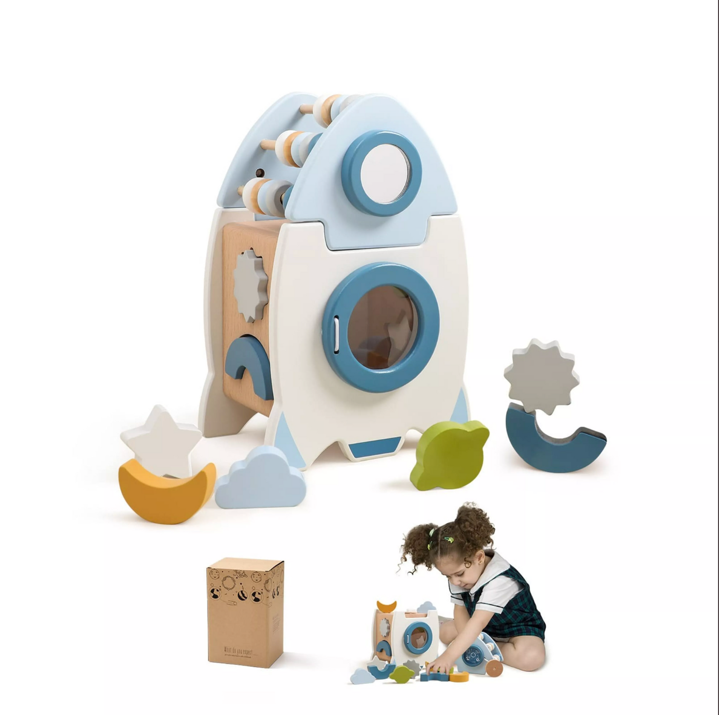 Montessori Wooden Educational Toy Space Rocket™ - Bop Buzz Montessori Wooden Educational Toy Space Rocket Default Title Bop Buzz