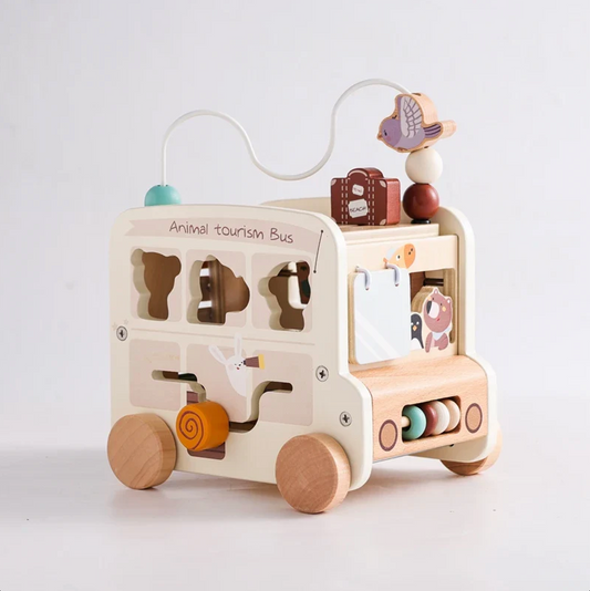 Toddler’s Wooden Activity Bus™ - Bop Buzz Toddler’s Wooden Activity Bus™ White Bus Bop Buzz