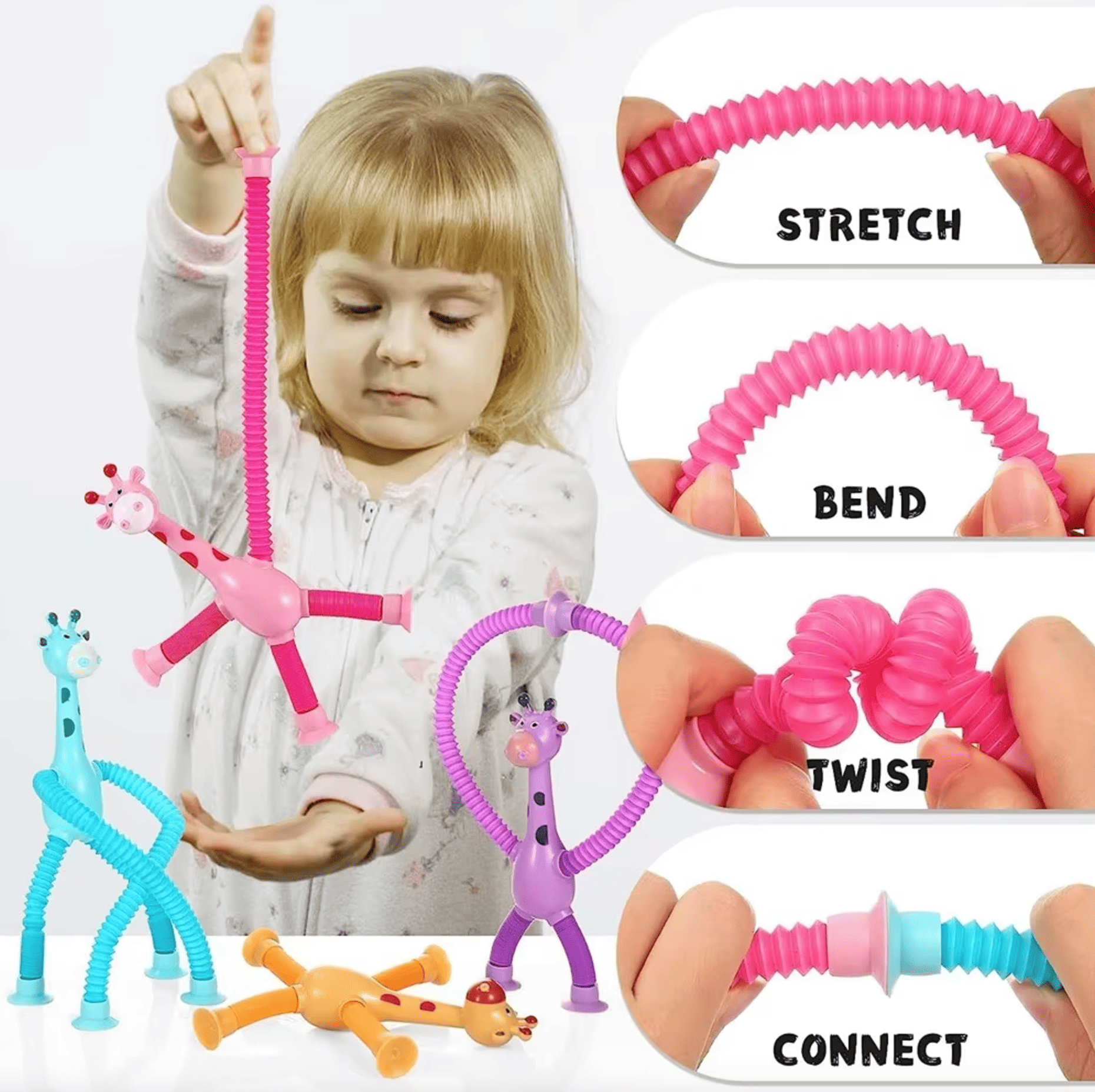 Telescopic Suction Cup Giraffes™ – 4-Pack Toy Set - Bop Buzz Telescopic Suction Cup Giraffes – 4-Pack Toy Set Default Title Bop Buzz