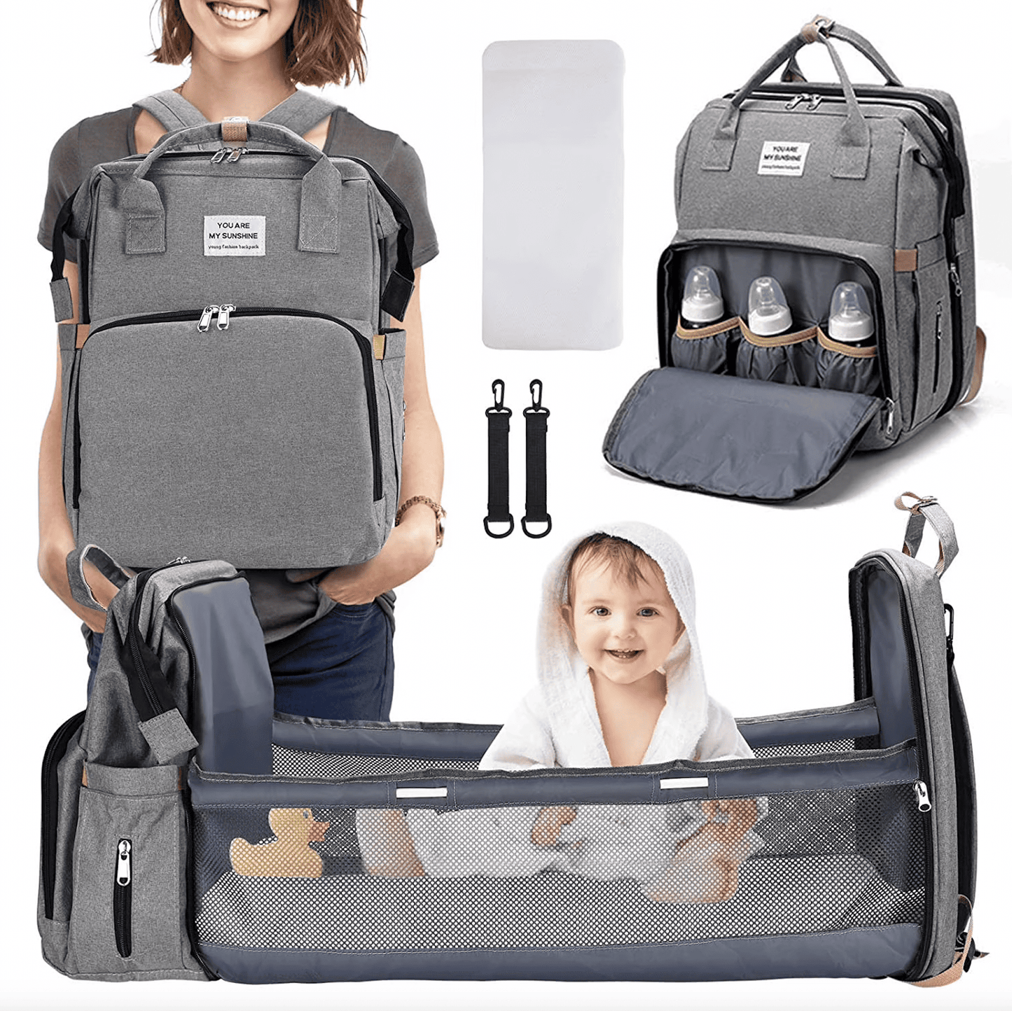 Portable Changing Backpack - Bop Buzz Portable Changing Backpack Gray Bop Buzz