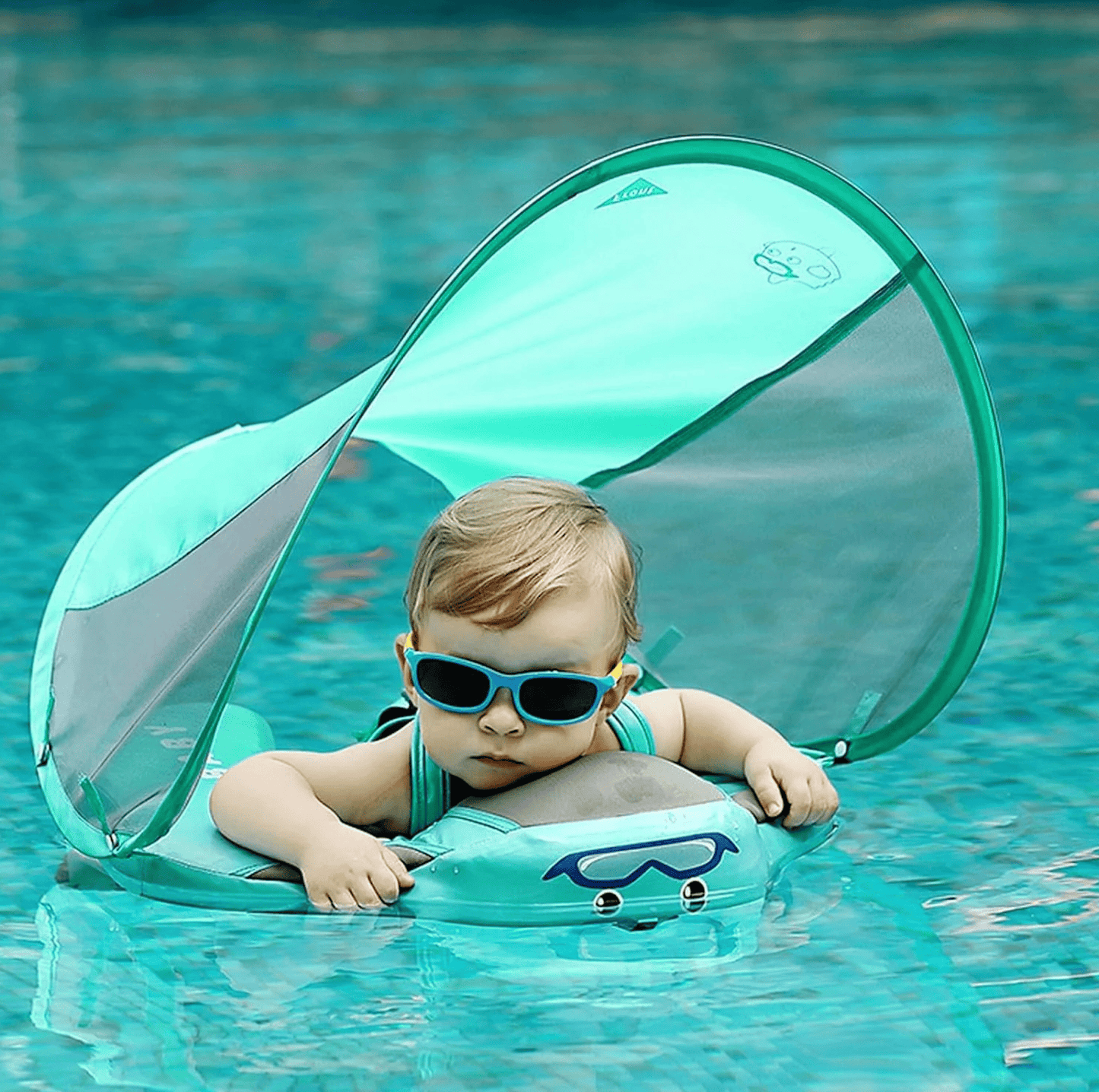 AquaBuddy™ Baby Float with Sunshade - Bop Buzz AquaBuddy™ Baby Float with Sunshade Green Bop Buzz