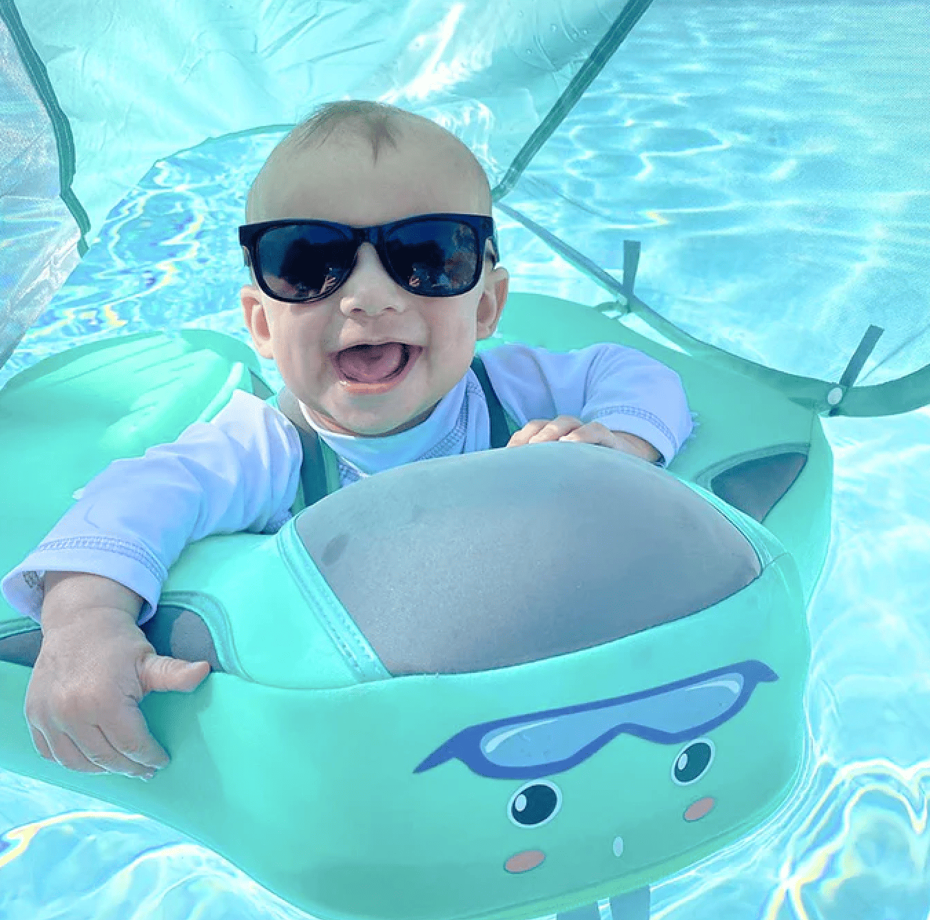 AquaBuddy™ Baby Float with Sunshade - Bop Buzz AquaBuddy™ Baby Float with Sunshade Green Bop Buzz