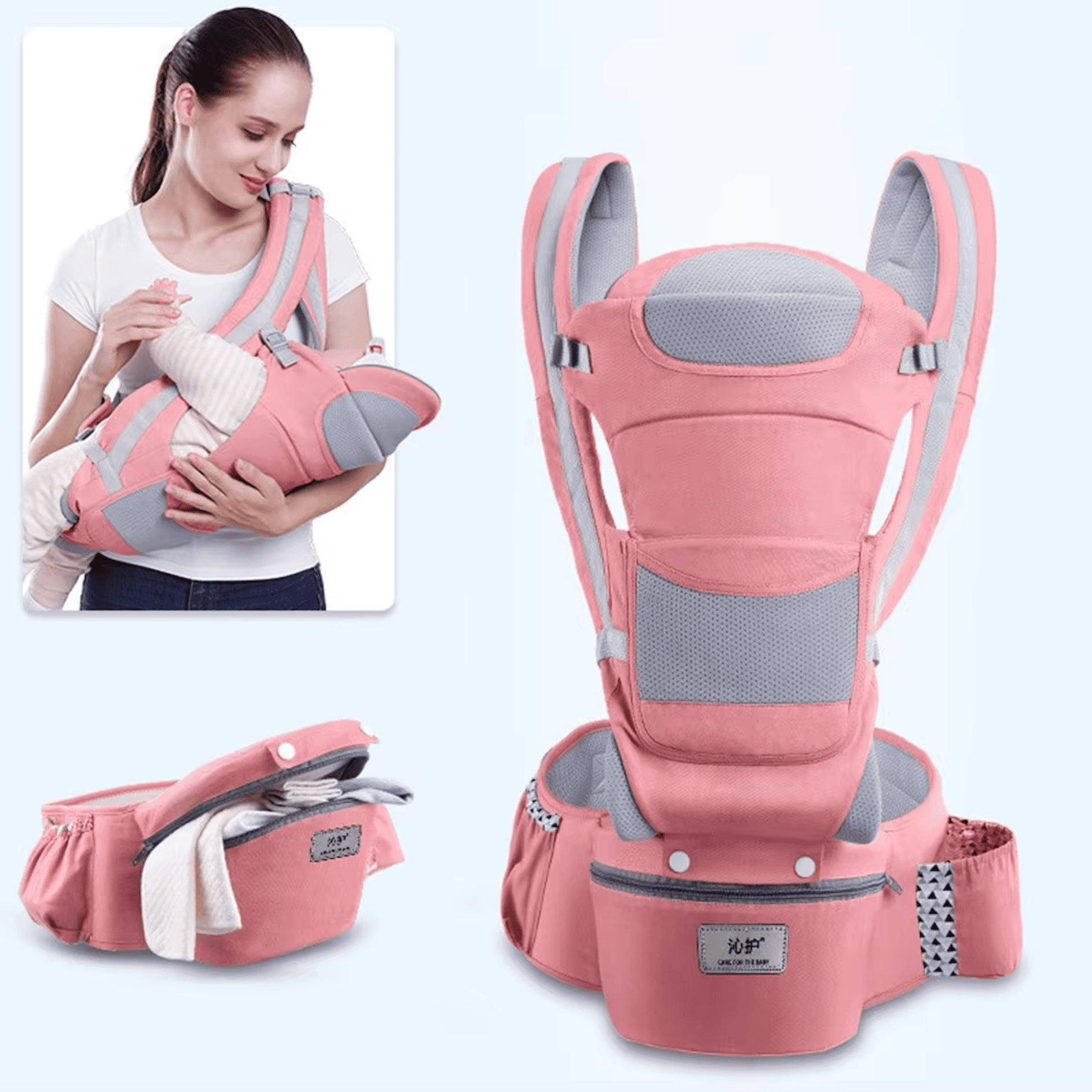 4-in-1 Newborn Baby Carrier Backpack - Bop Buzz 4-in-1 Newborn Baby Carrier Backpack Cherry Pink Bop Buzz