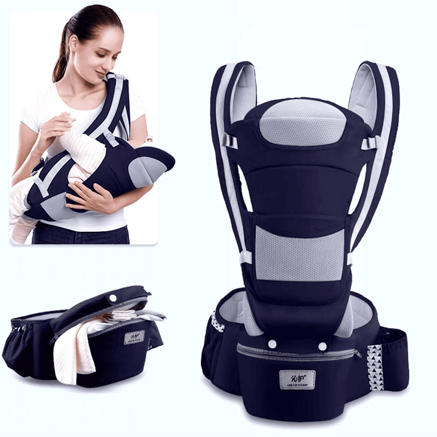 4-in-1 Newborn Baby Carrier Backpack - Bop Buzz 4-in-1 Newborn Baby Carrier Backpack Dark Blue Bop Buzz