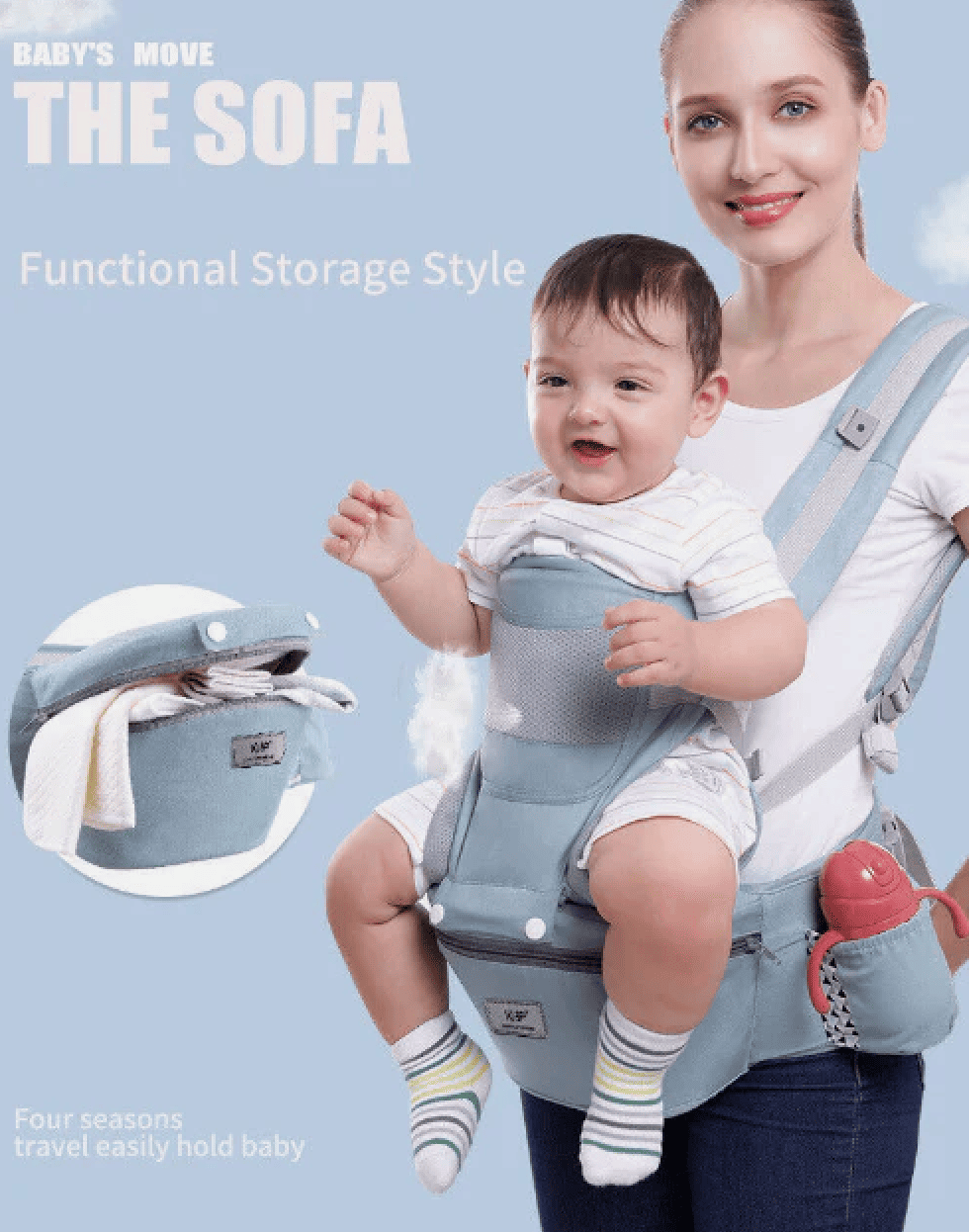 4-in-1 Newborn Baby Carrier Backpack - Bop Buzz 4-in-1 Newborn Baby Carrier Backpack Fresh Blue Bop Buzz