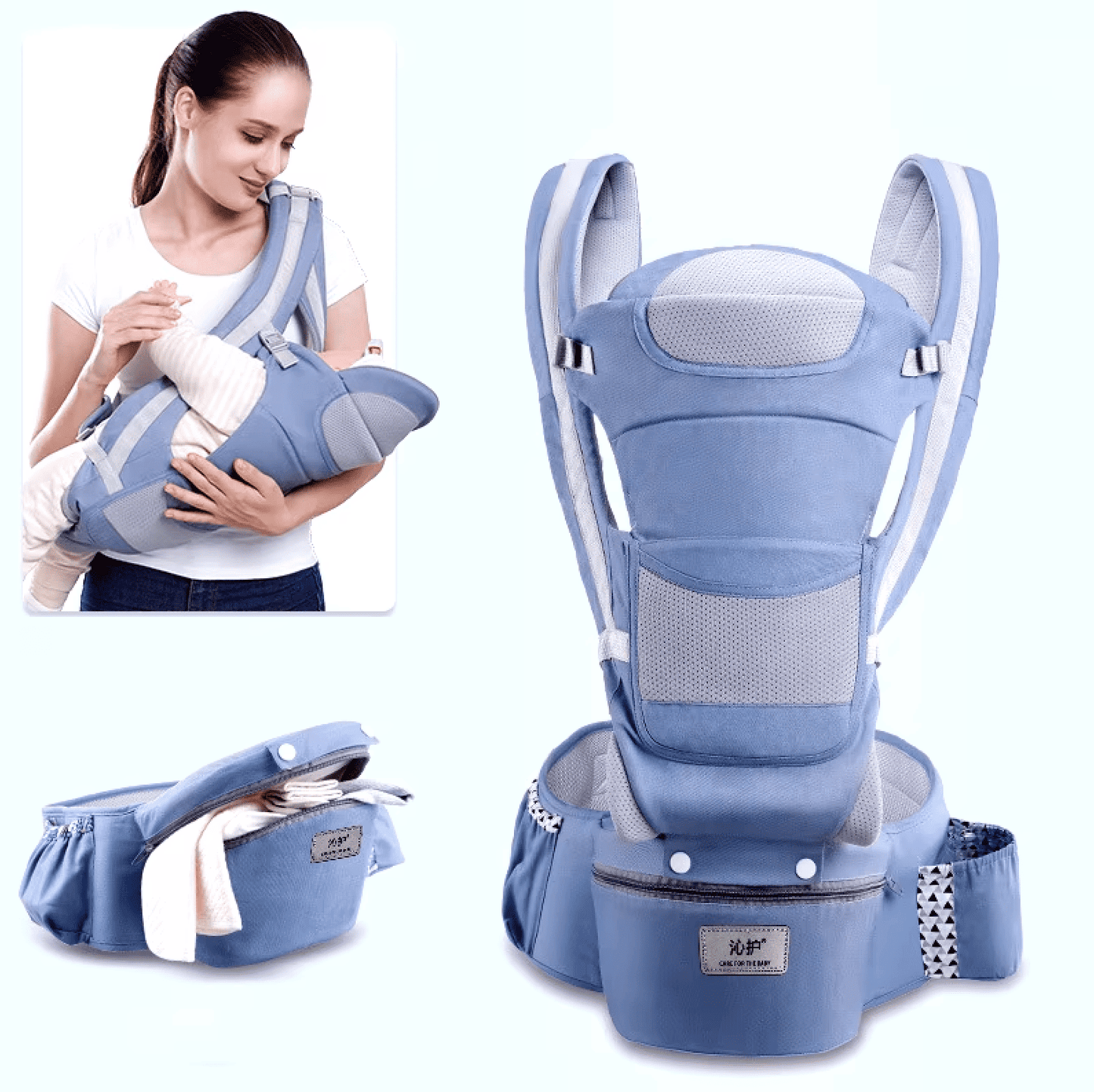 4-in-1 Newborn Baby Carrier Backpack - Bop Buzz 4-in-1 Newborn Baby Carrier Backpack Fresh Blue Bop Buzz