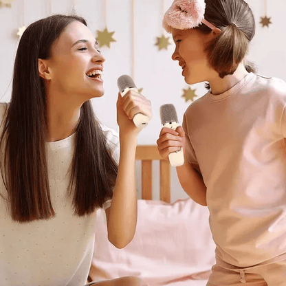 Ur benveg karaoke bihan evit ar vugale hag an dud deuet – Ur c'homzer Bluetooth diwifr gant 1 pe 2 mikrofon