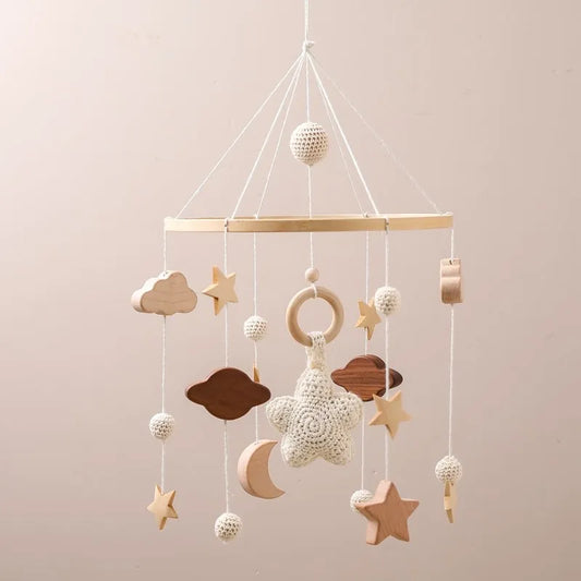 Handmade crochet star baby mobile for crib