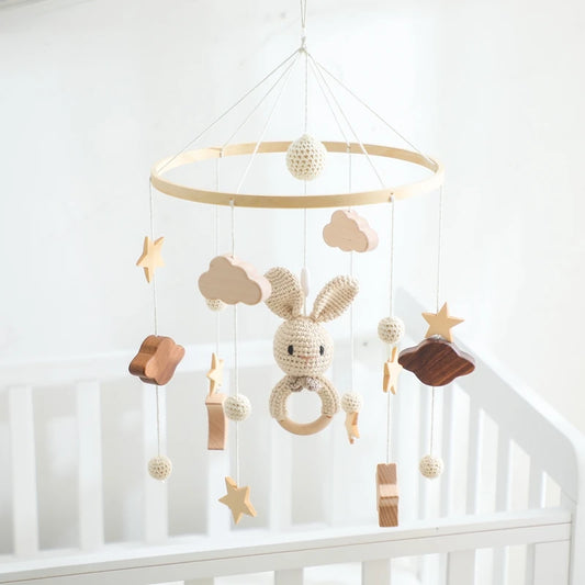 Handmade crochet bunny mobile for baby crib – Bunny in the Sky