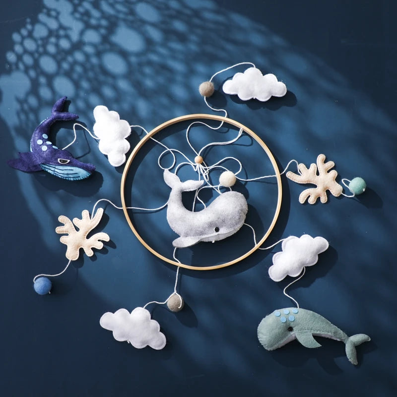 Soft crochet whale mobile – nursery sleep aid