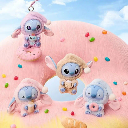 Close-up of Labubu as Stitch with bedtime snack